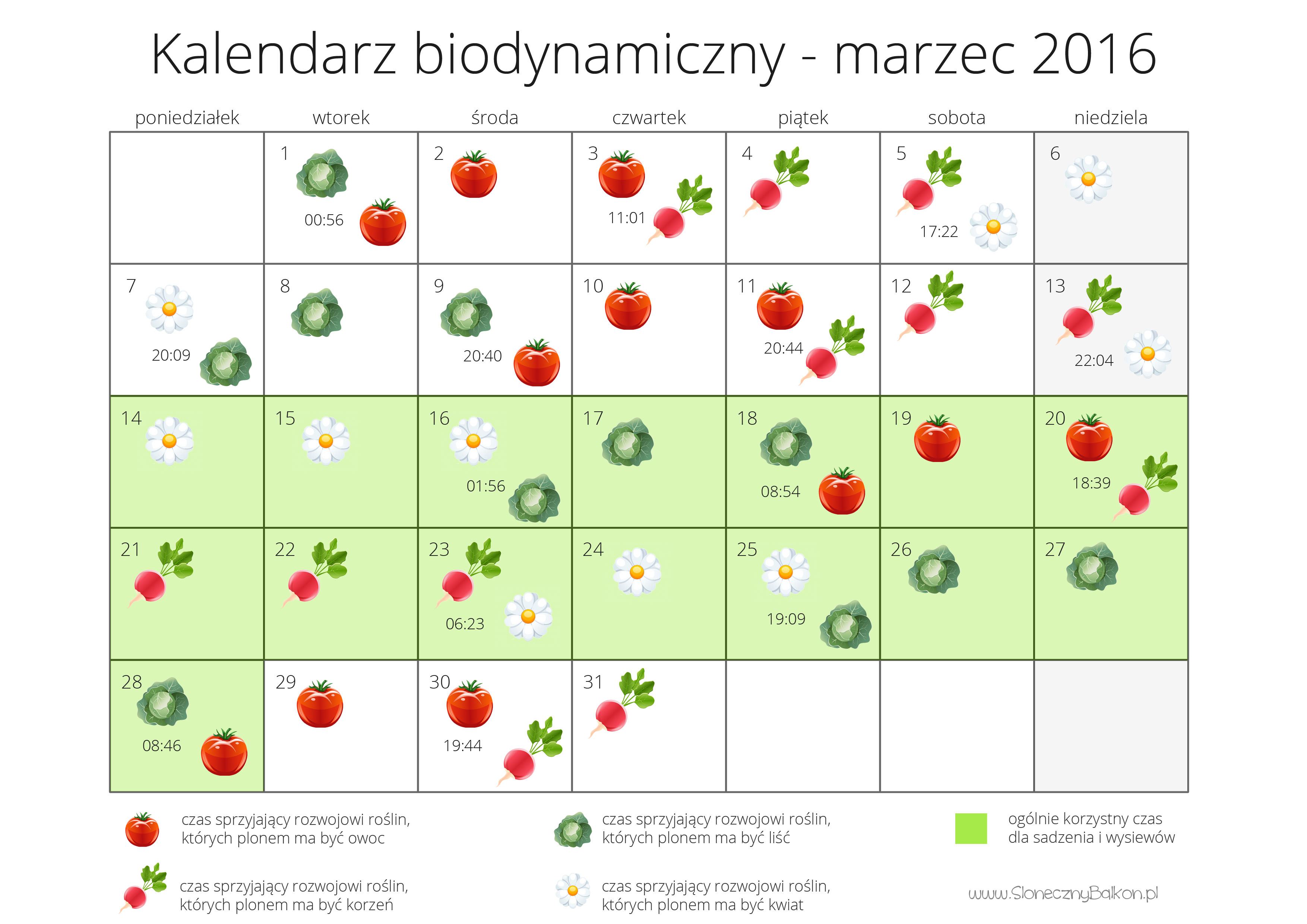 kalendarz marzec 2016