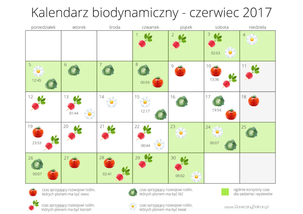 kalendarz biodynamiczny - czerwiec 2017